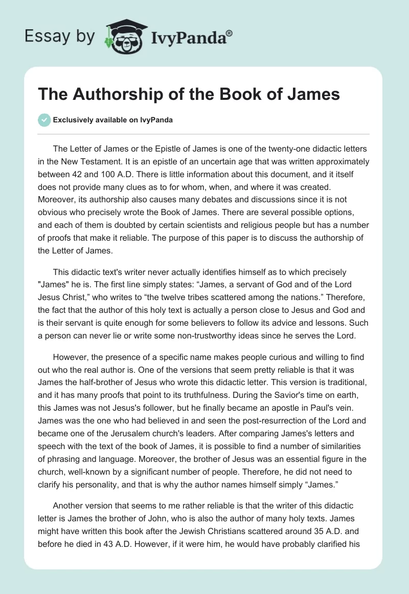 The Authorship of the "Book of James". Page 1