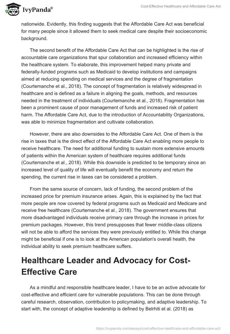 Cost-Effective Healthcare and Affordable Care Act. Page 4