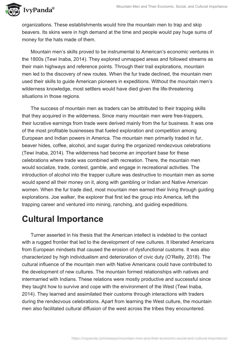Mountain Men and Their Economic, Social, and Cultural Importance. Page 2