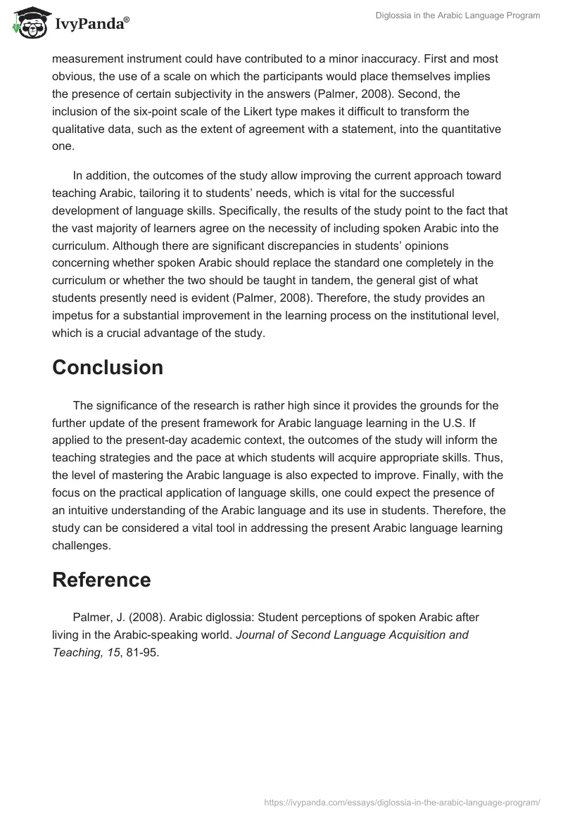 Diglossia in the Arabic Language Program. Page 2