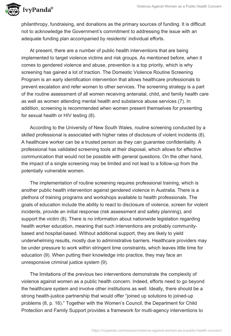Violence Against Women as a Public Health Concern. Page 3