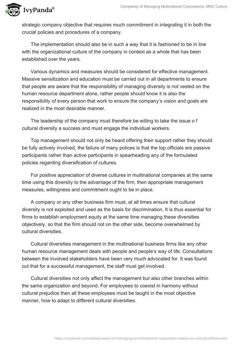 Complexity of Managing Multinational Corporations: MNC Culture. Page 3