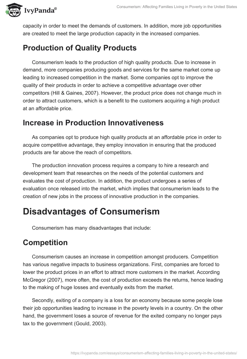 Consumerism: Affecting Families Living in Poverty in the United States. Page 3