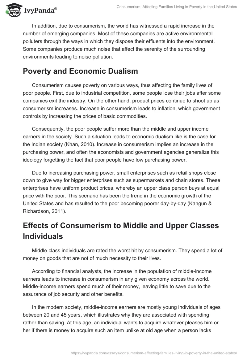 Consumerism: Affecting Families Living in Poverty in the United States. Page 5