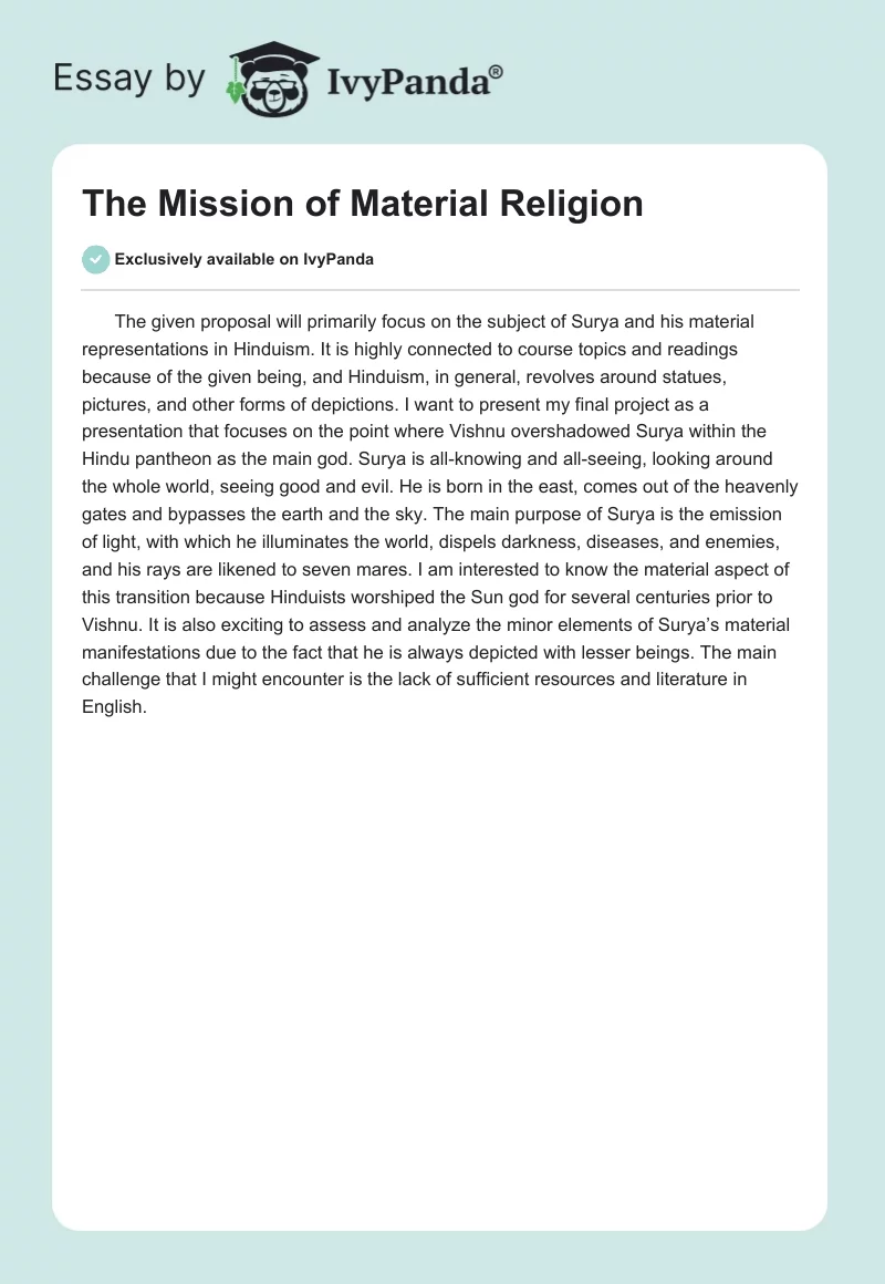 The Mission of Material Religion. Page 1