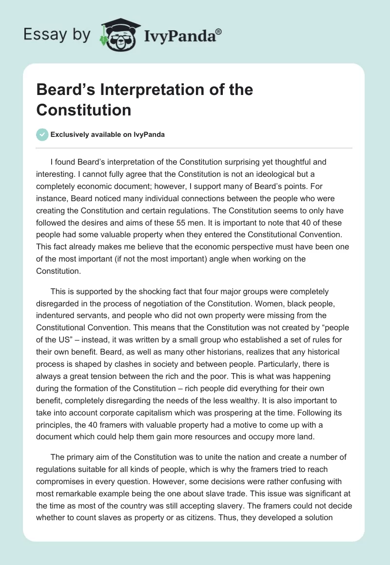 Beard’s Interpretation of the Constitution. Page 1