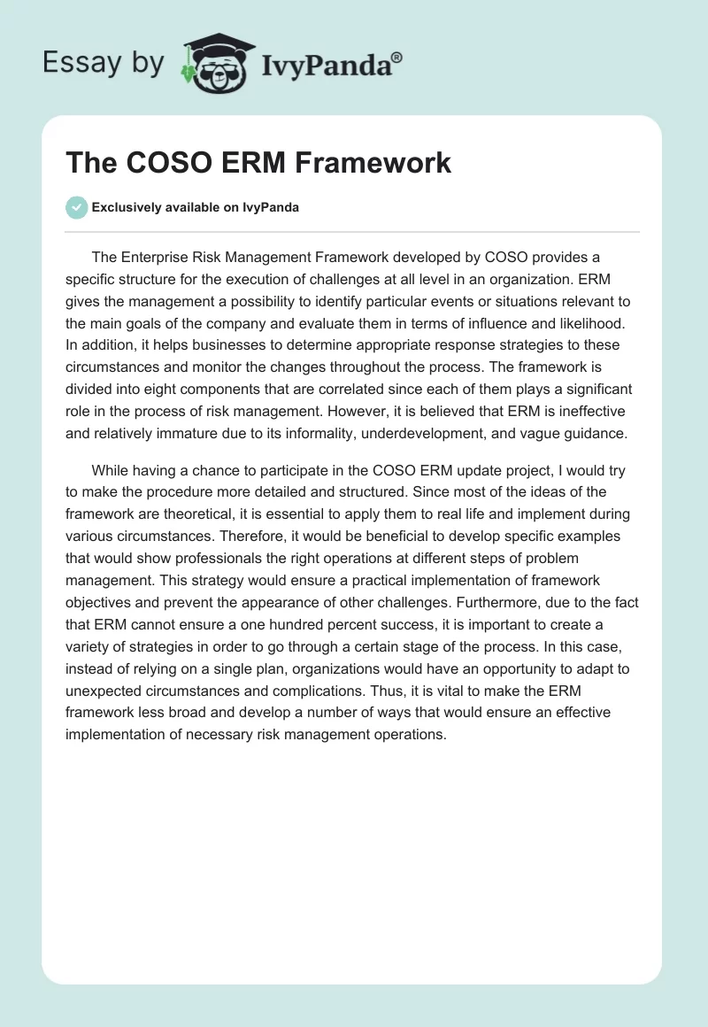 The COSO ERM Framework. Page 1