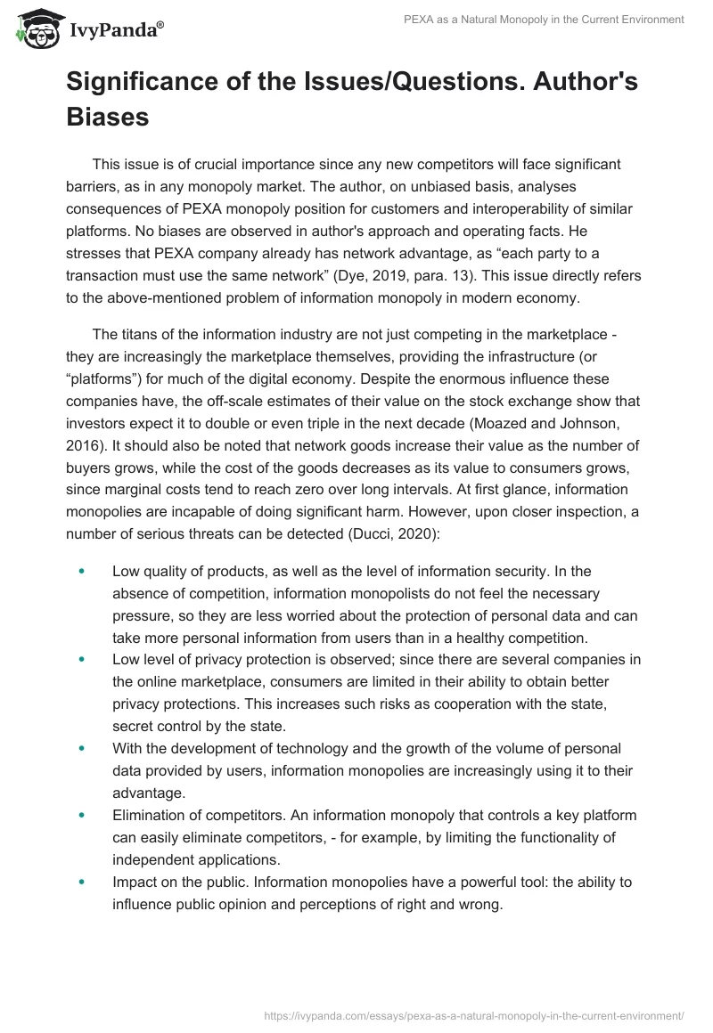 PEXA as a Natural Monopoly in the Current Environment. Page 2