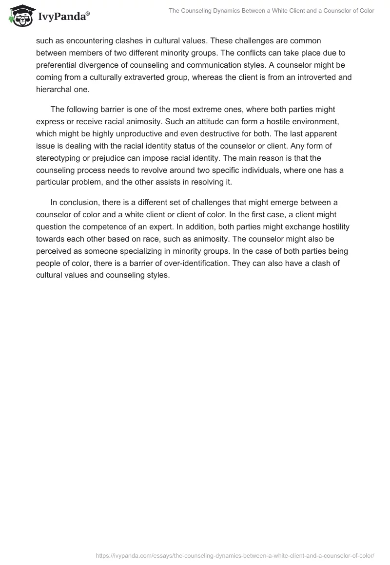 The Counseling Dynamics Between a White Client and a Counselor of Color. Page 2