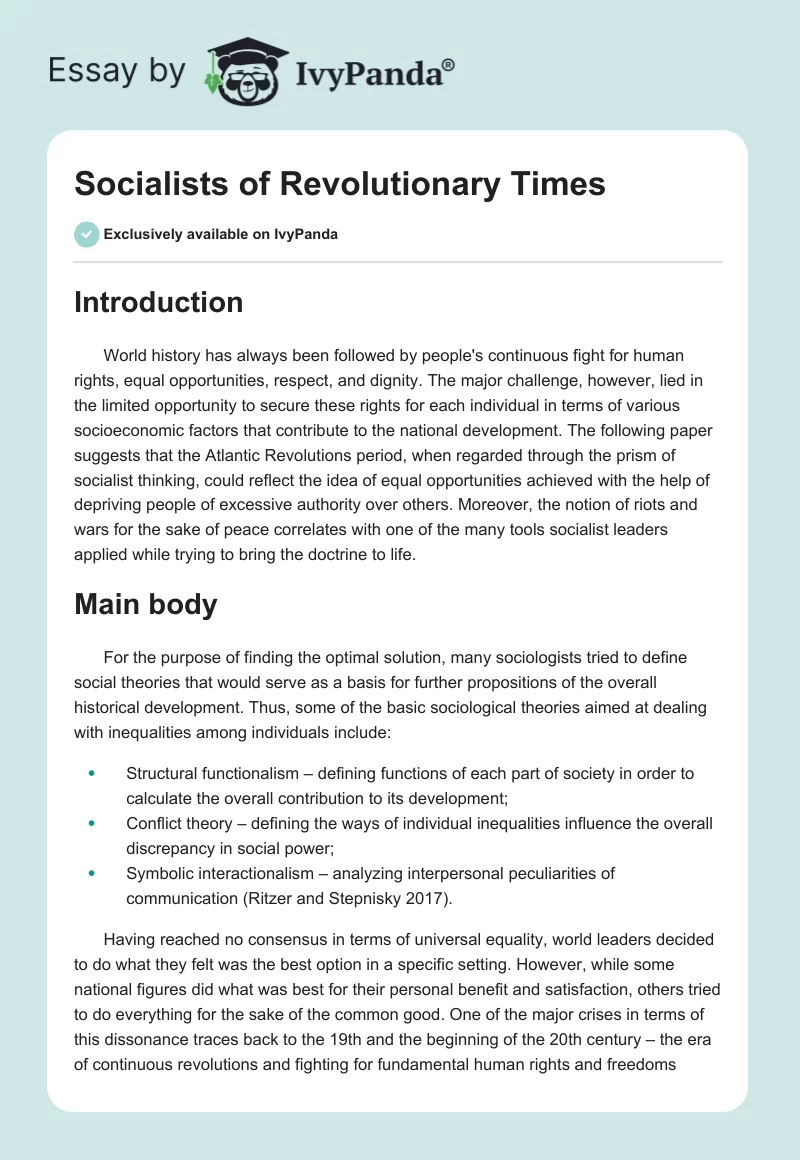 Socialists of Revolutionary Times. Page 1