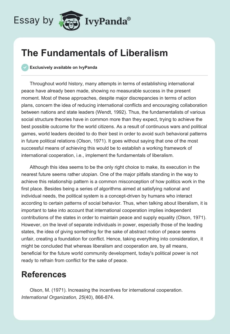 The Fundamentals of Liberalism. Page 1