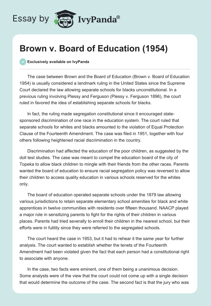 Brown v. Board of Education (1954). Page 1