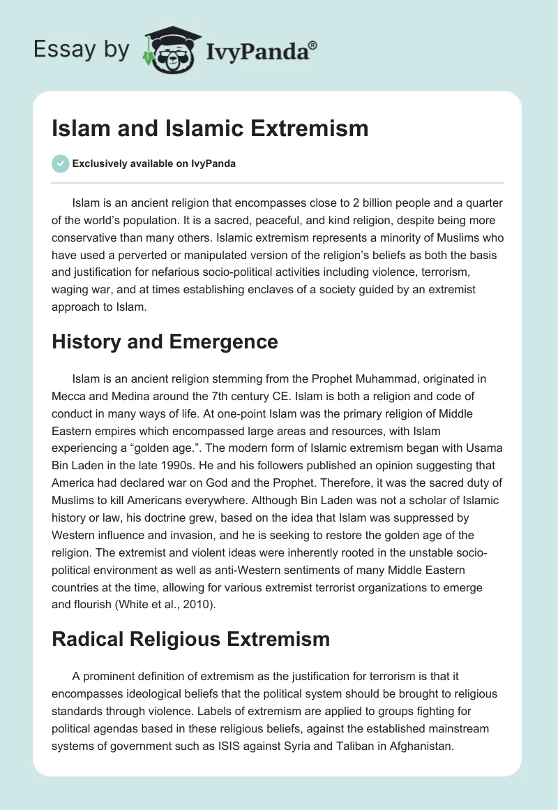Islam and Islamic Extremism. Page 1