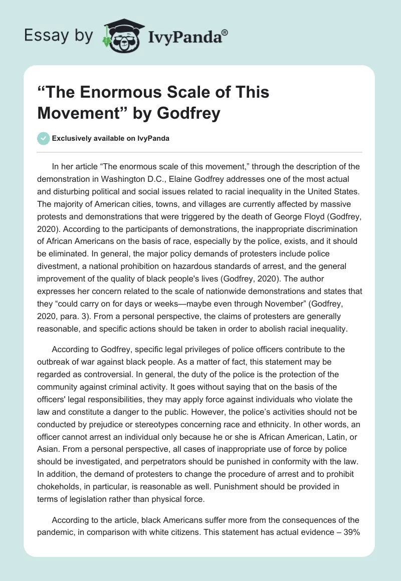 “The Enormous Scale of This Movement” by Godfrey. Page 1