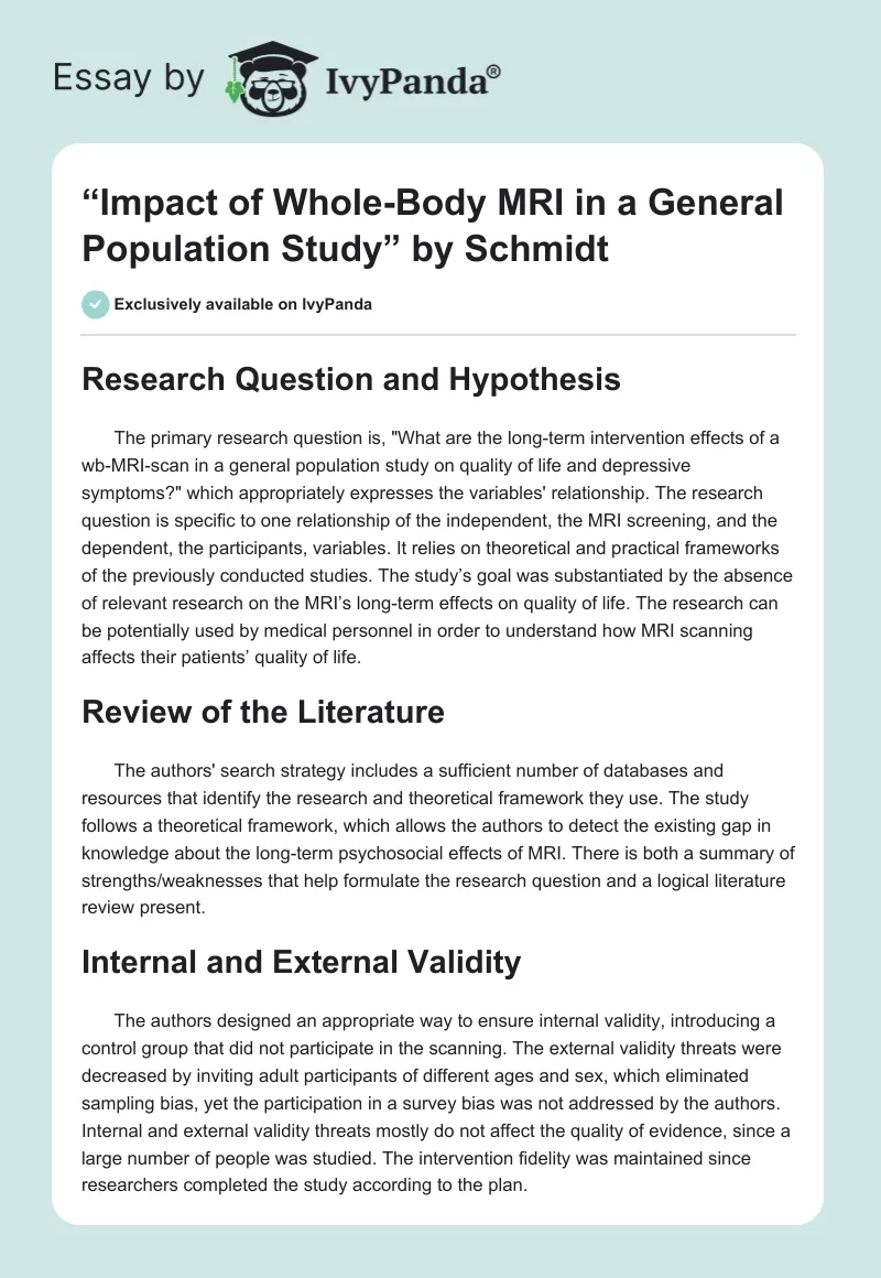 “Impact of Whole-Body MRI in a General Population Study” by Schmidt. Page 1