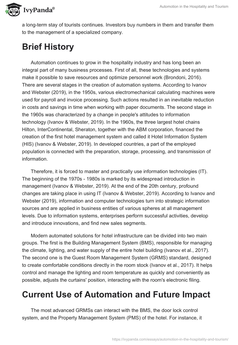 Automotion in the Hospitality and Tourism. Page 2