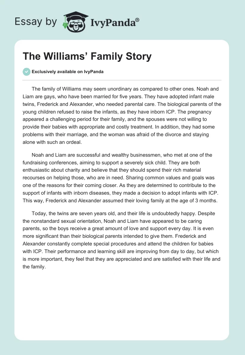 The Williams’ Family Story. Page 1