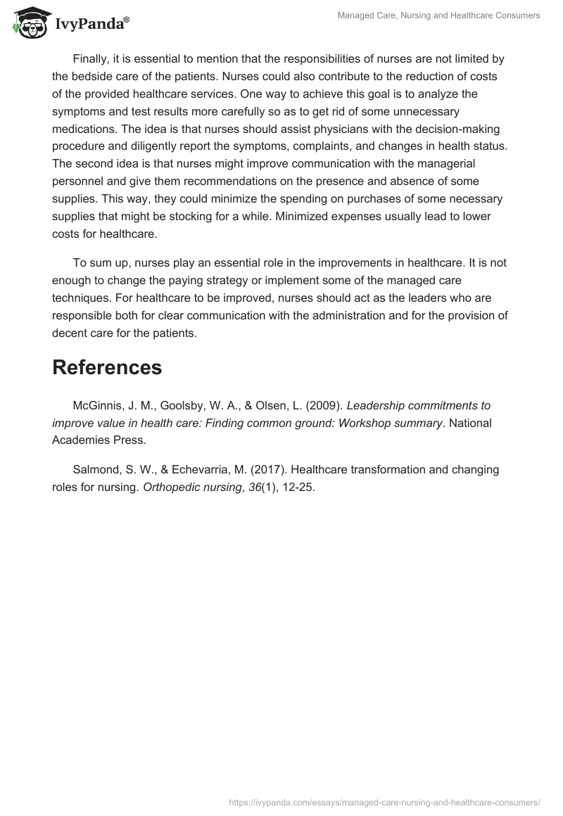 Managed Care, Nursing and Healthcare Consumers. Page 2