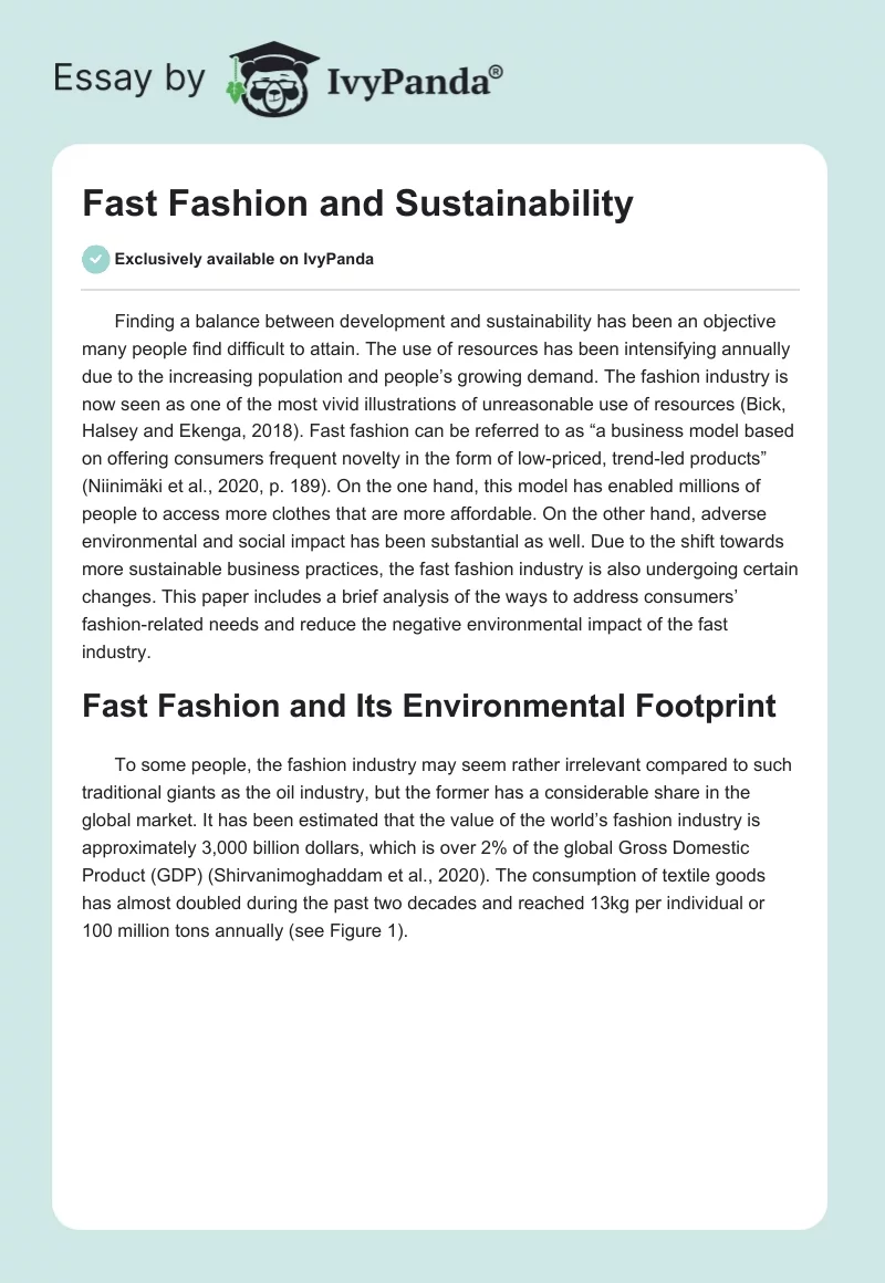 Fast Fashion and Sustainability. Page 1