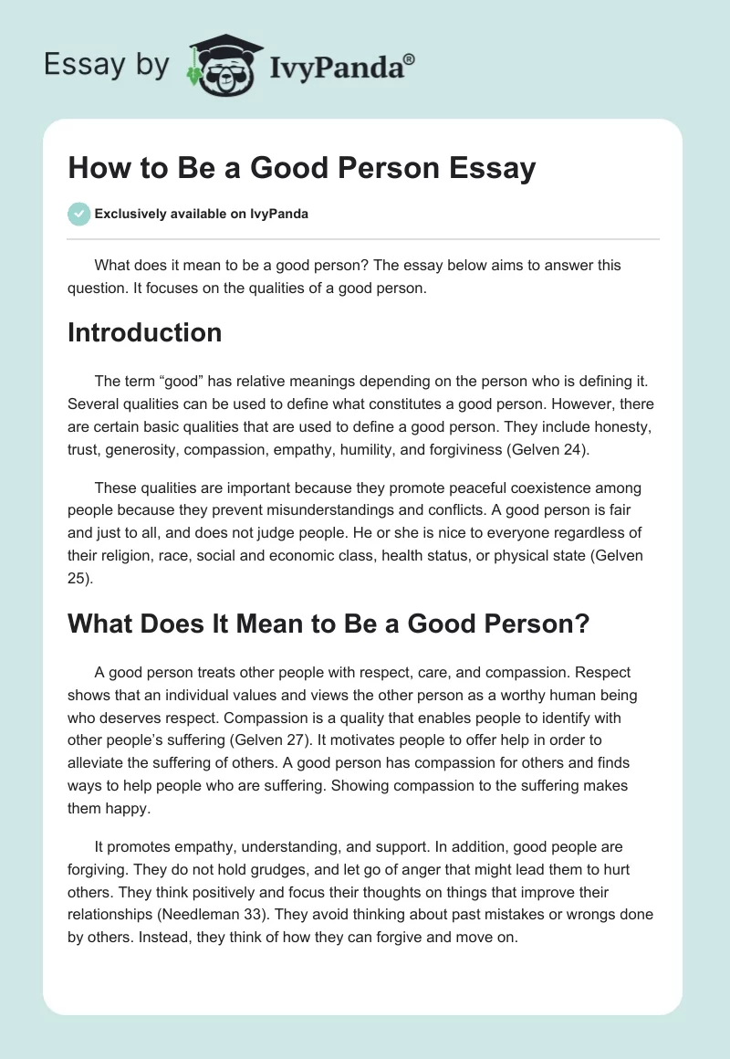 How To Be A Good Person Essay Qualities Characteristics And Meaning 