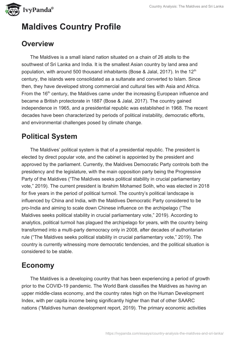 Country Analysis: The Maldives and Sri Lanka. Page 2
