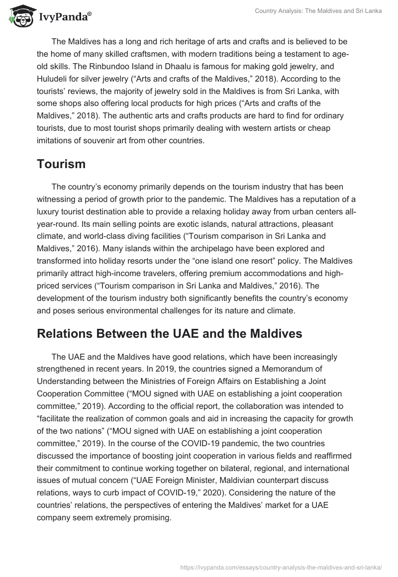 Country Analysis: The Maldives and Sri Lanka. Page 4