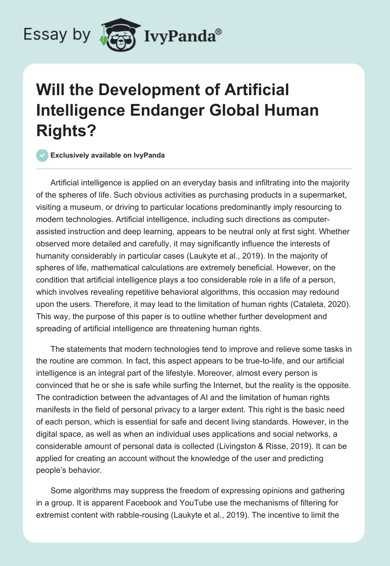 Will the Development of Artificial Intelligence Endanger Global Human Rights?. Page 1