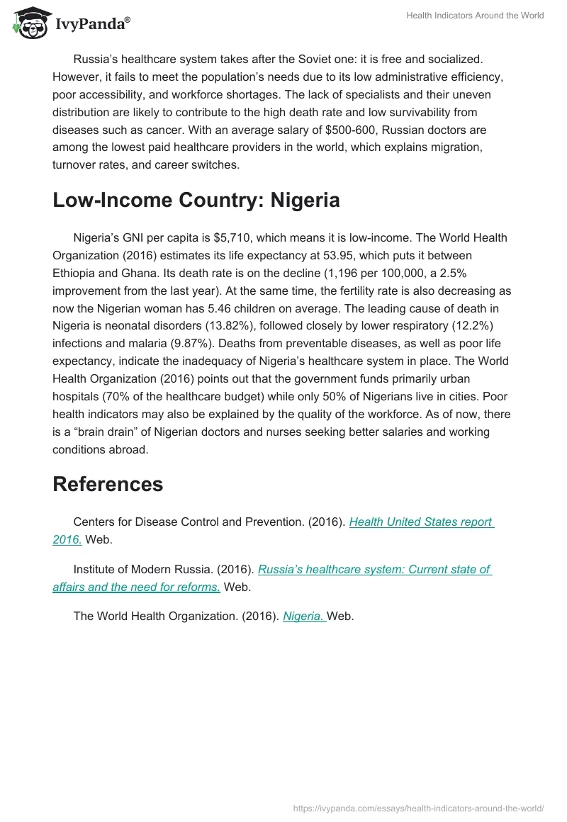 Health Indicators Around the World. Page 2
