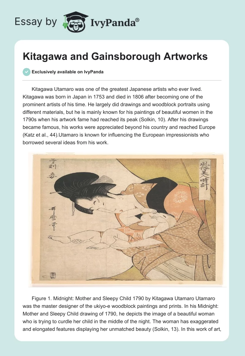 Kitagawa and Gainsborough Artworks. Page 1