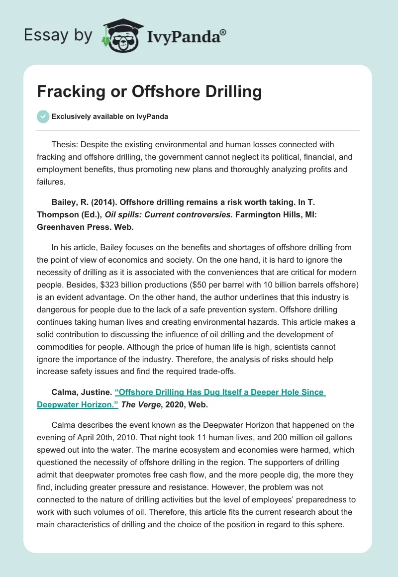 Fracking or Offshore Drilling. Page 1