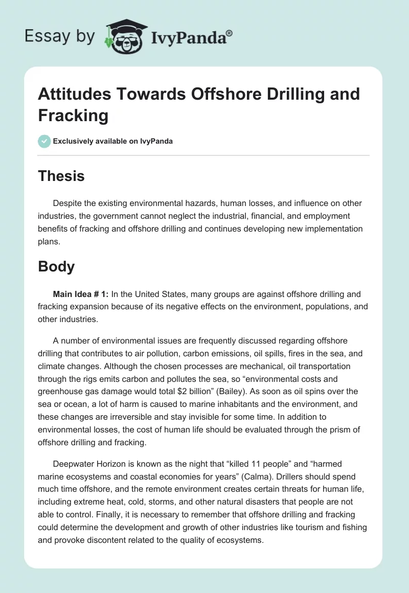 Attitudes Towards Offshore Drilling and Fracking. Page 1