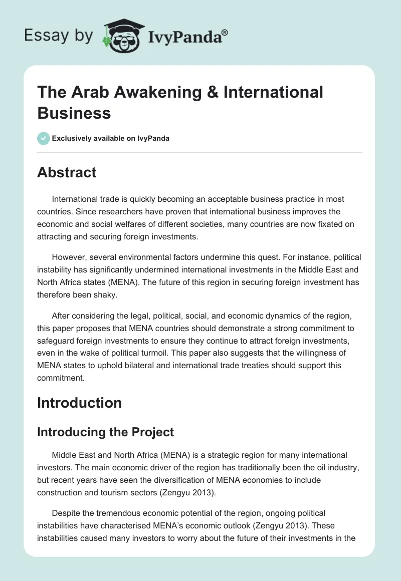 The Arab Awakening & International Business. Page 1