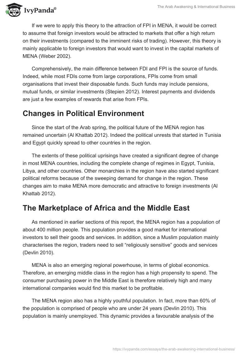 The Arab Awakening & International Business. Page 5