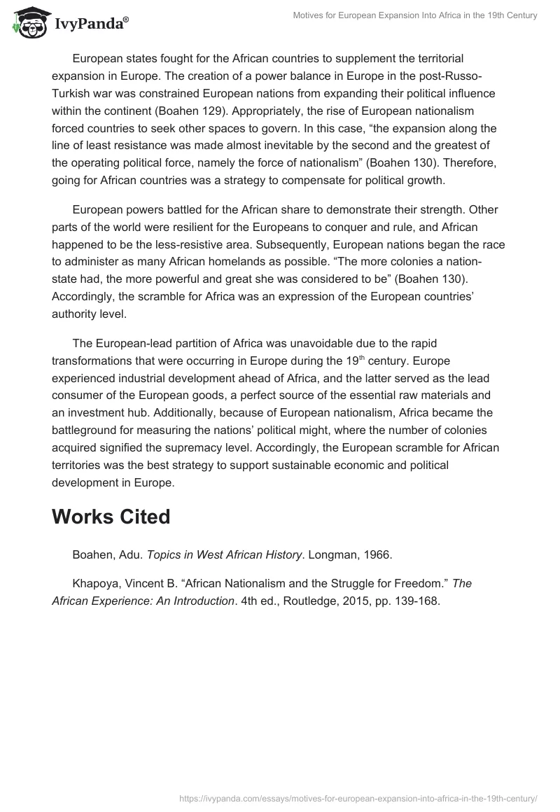 Motives for European Expansion Into Africa in the 19th Century. Page 2