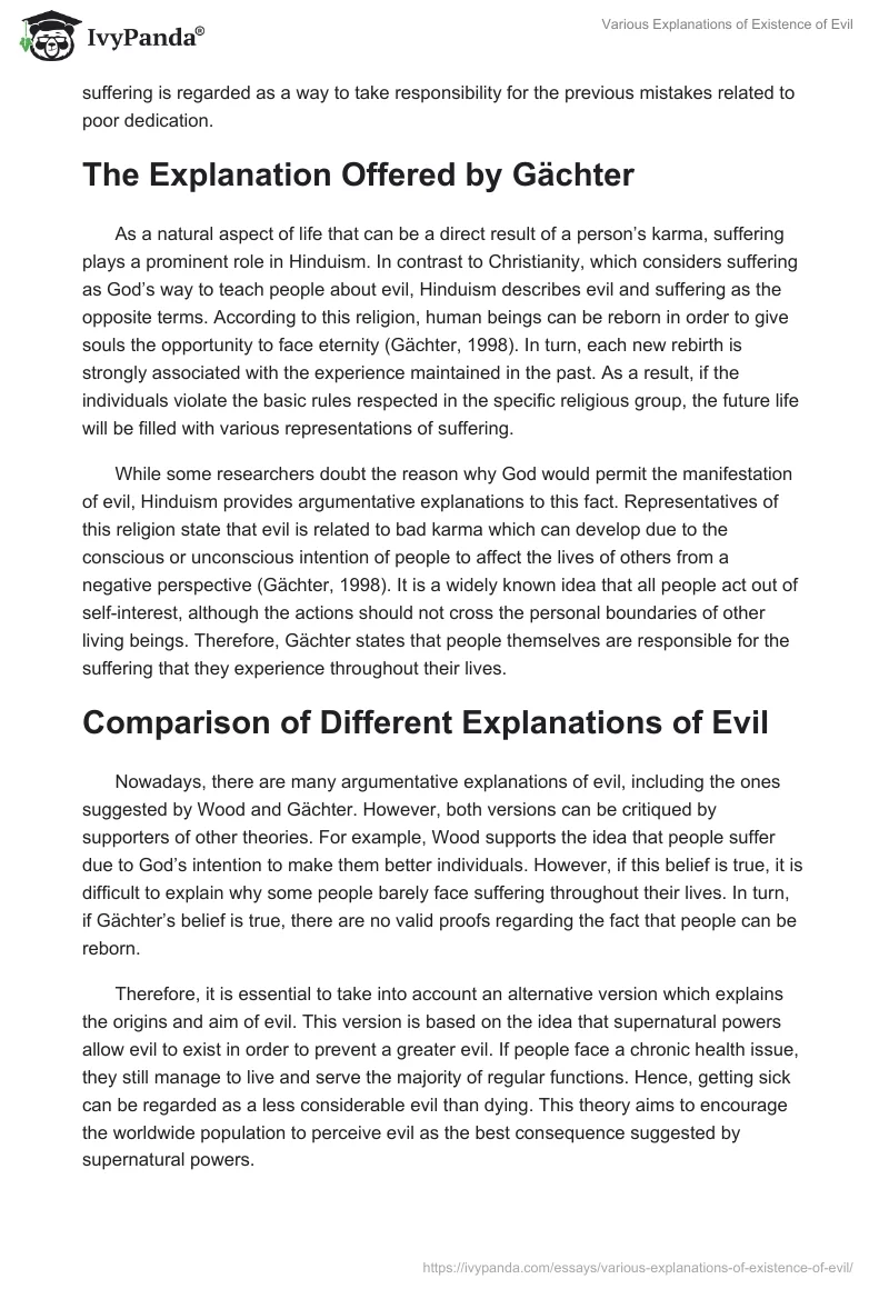 Various Explanations of Existence of Evil. Page 2
