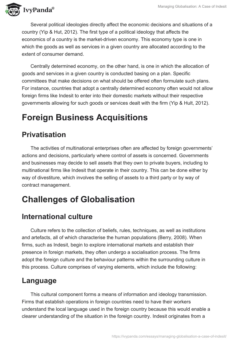 Managing Globalisation: A Case of Indesit. Page 4