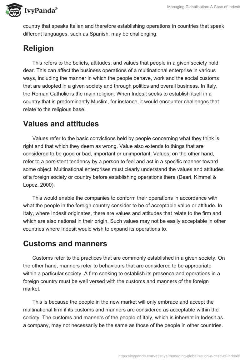 Managing Globalisation: A Case of Indesit. Page 5
