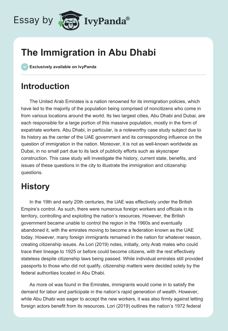 The Immigration in Abu Dhabi. Page 1