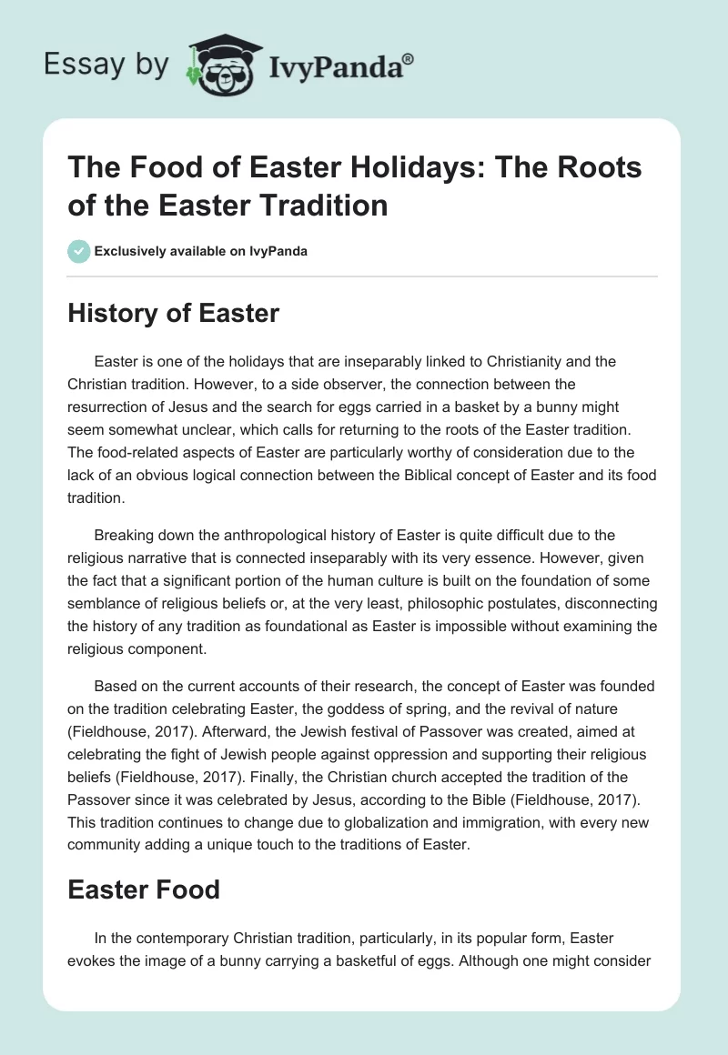 The Food of Easter Holidays: The Roots of the Easter Tradition. Page 1
