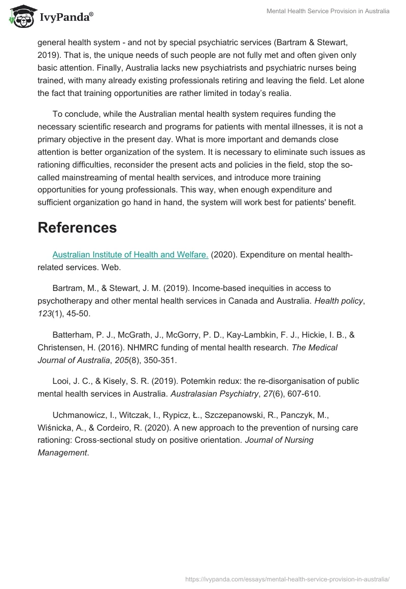 Mental Health Service Provision in Australia. Page 2