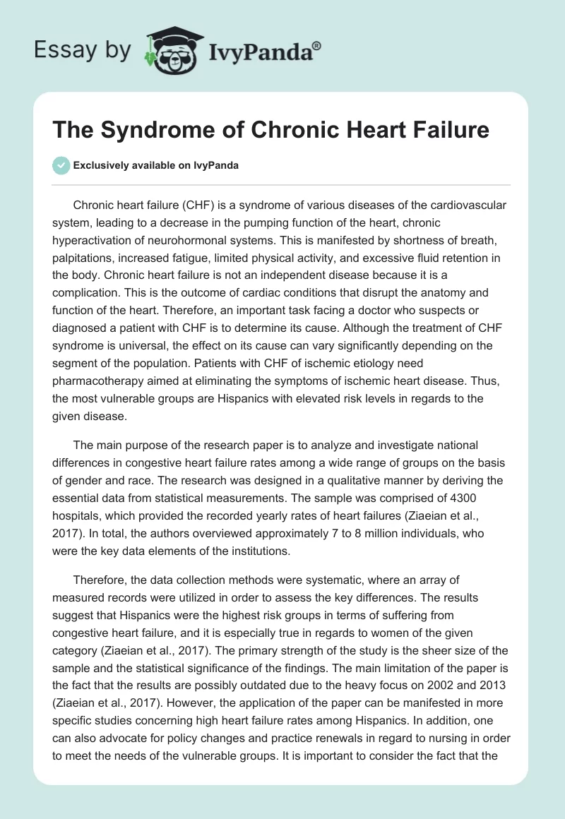 The Syndrome of Chronic Heart Failure. Page 1