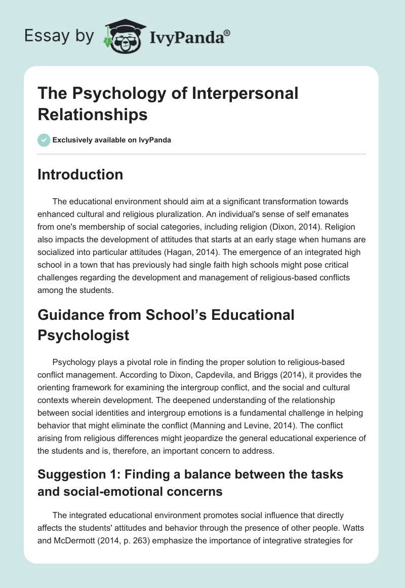 The Psychology of Interpersonal Relationships. Page 1