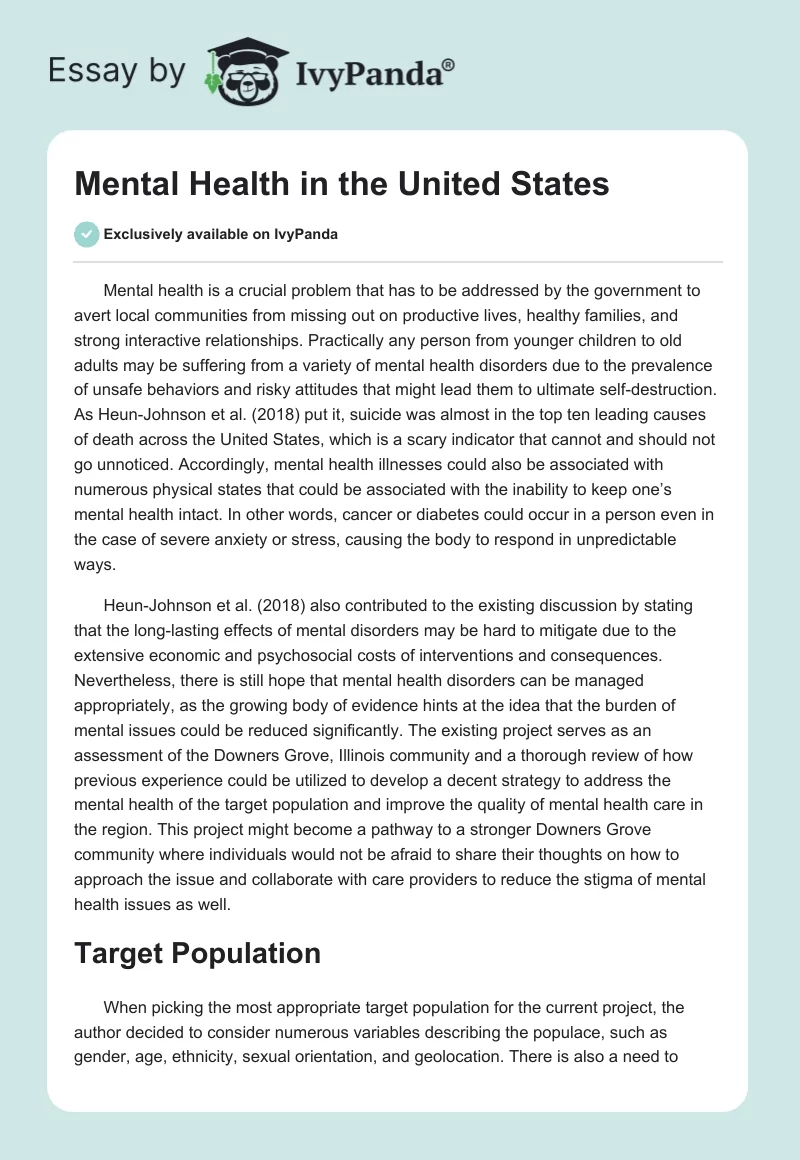 Mental Health in the United States. Page 1
