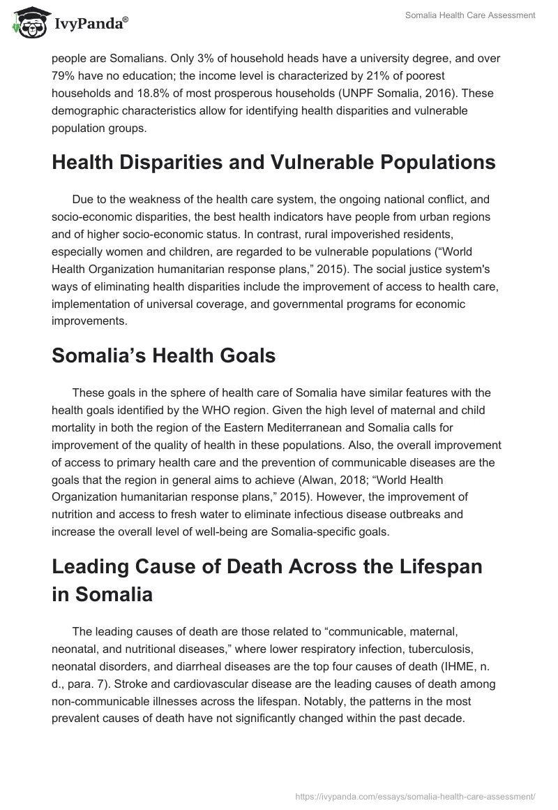 Somalia Health Care Assessment. Page 2