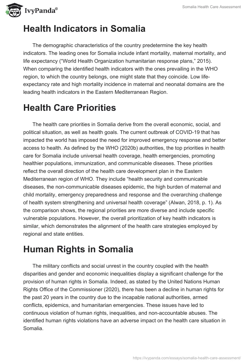 Somalia Health Care Assessment. Page 3