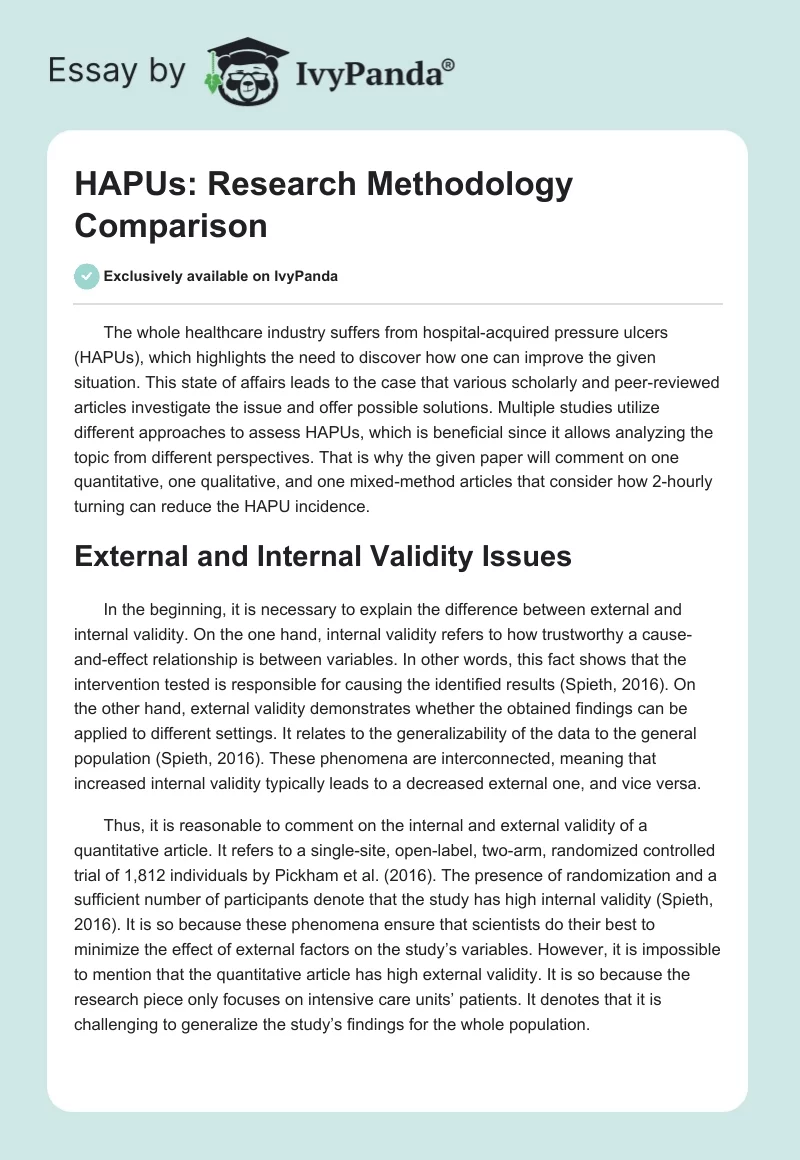HAPUs: Research Methodology Comparison. Page 1