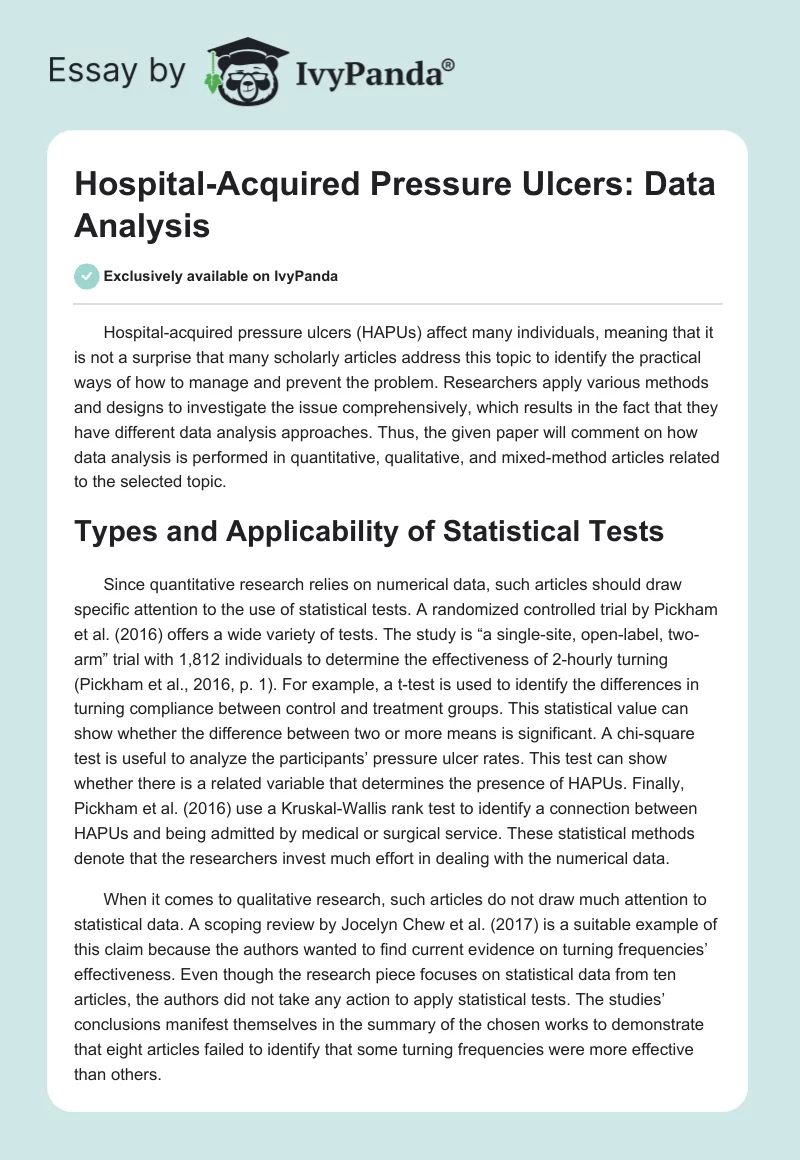Hospital-Acquired Pressure Ulcers: Data Analysis. Page 1
