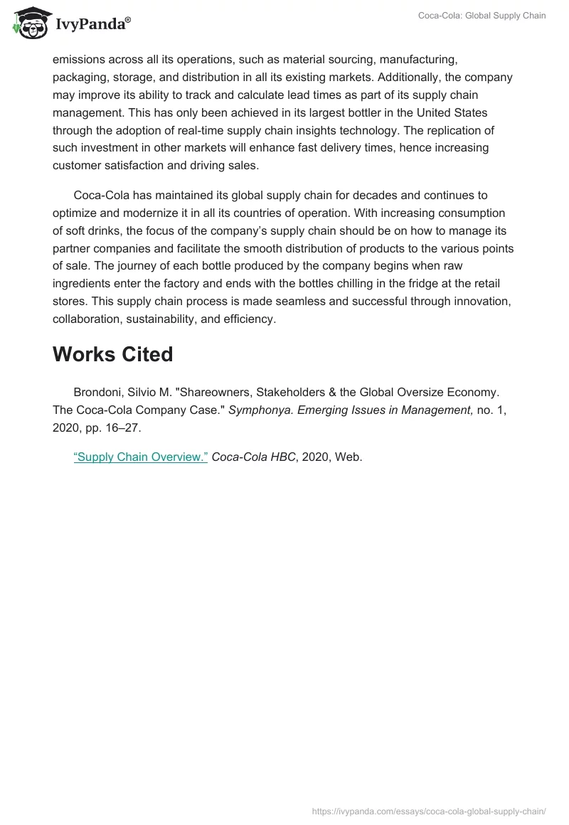 Coca-Cola: Global Supply Chain. Page 2