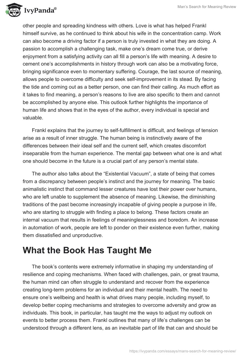 Man’s Search for Meaning Review. Page 2