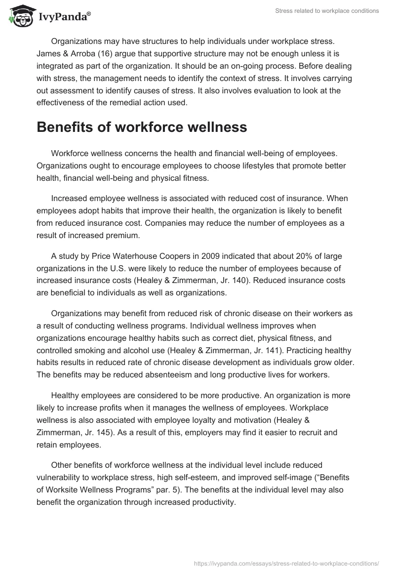 Stress related to workplace conditions. Page 5